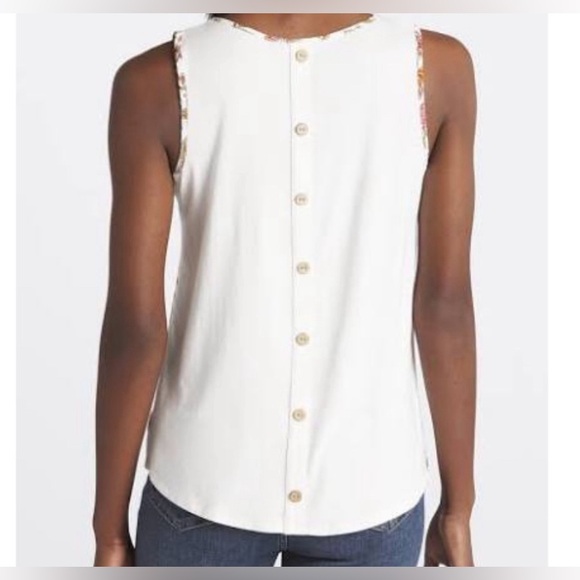 Stitch Fix Fortune & Ivy Button Back Mixed Material Tank Top Size L - Picture 2 of 4
